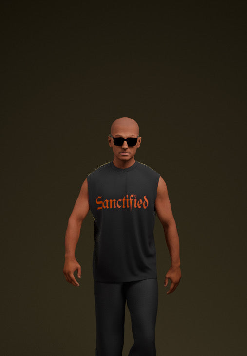 SANCTIFIED SLEEVELESS TEE NEON ORANGE