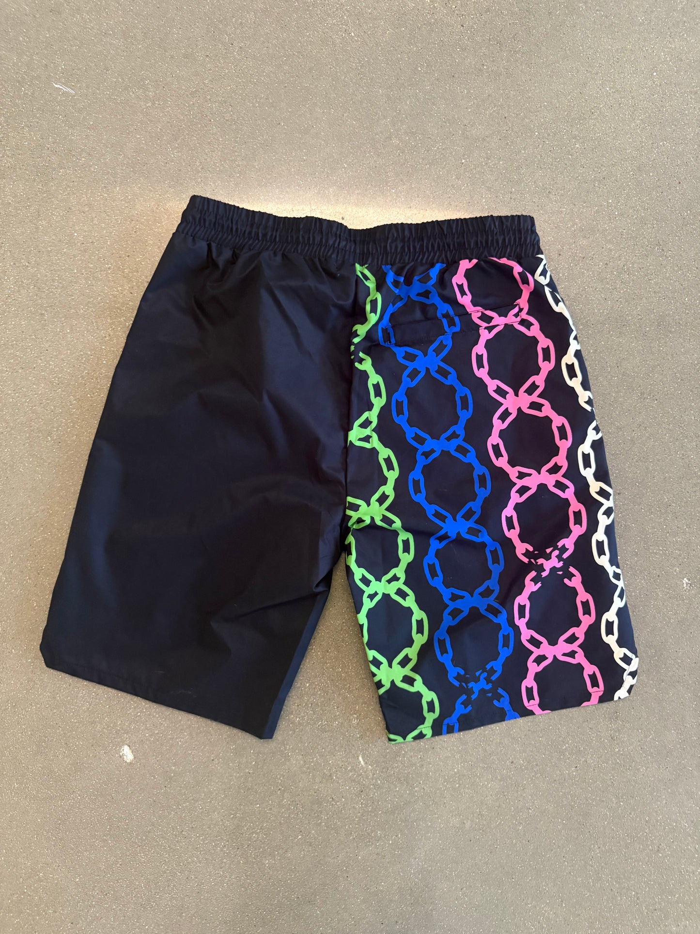 Sanctified Black Multi-Color Chain Shorts