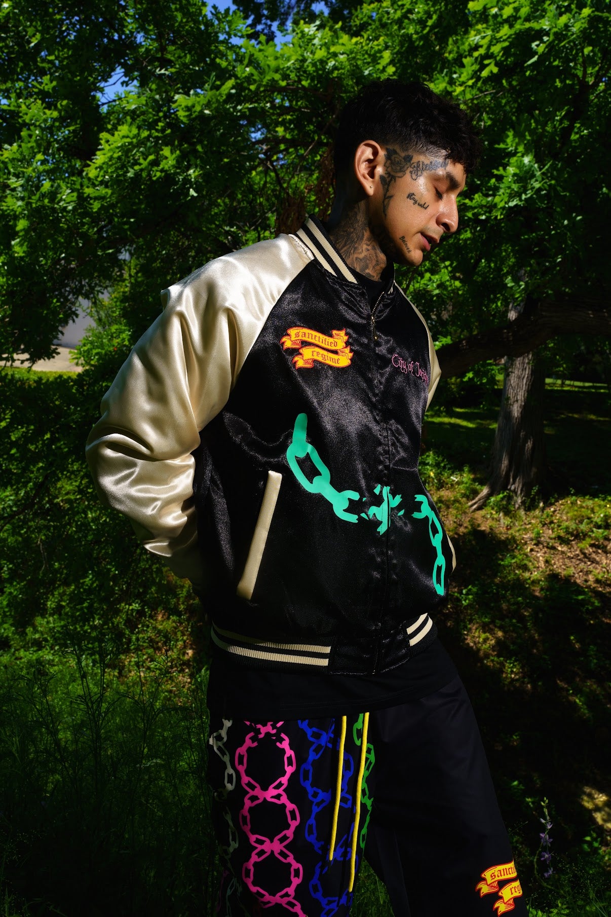 AOP Satin Bomber