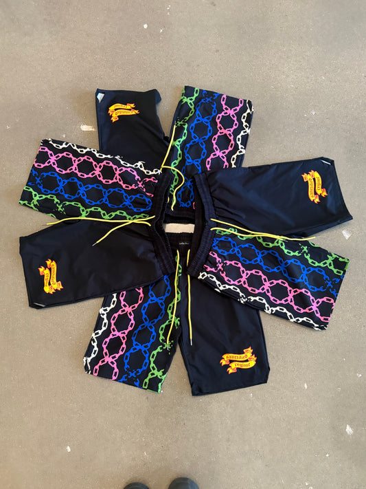 Sanctified Black Multi-Color Chain Shorts