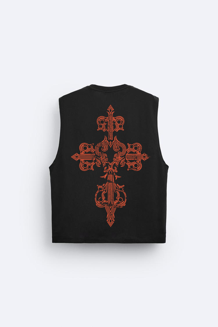 SANCTIFIED SLEEVELESS TEE NEON ORANGE