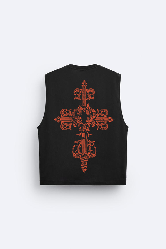 SANCTIFIED SLEEVELESS TEE NEON ORANGE