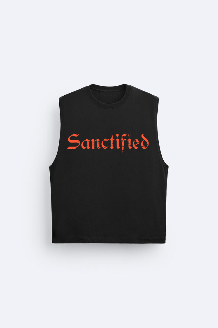 SANCTIFIED SLEEVELESS TEE NEON ORANGE